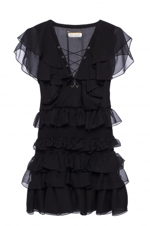 Ruffled silk dress, zdjęcie 1 Ruffled silk dress od Saint Laurent